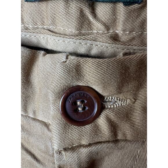 Zara Lab Mens Brown Khaki Chino Pants Jeans Size 32 - Picture 4 of 7
